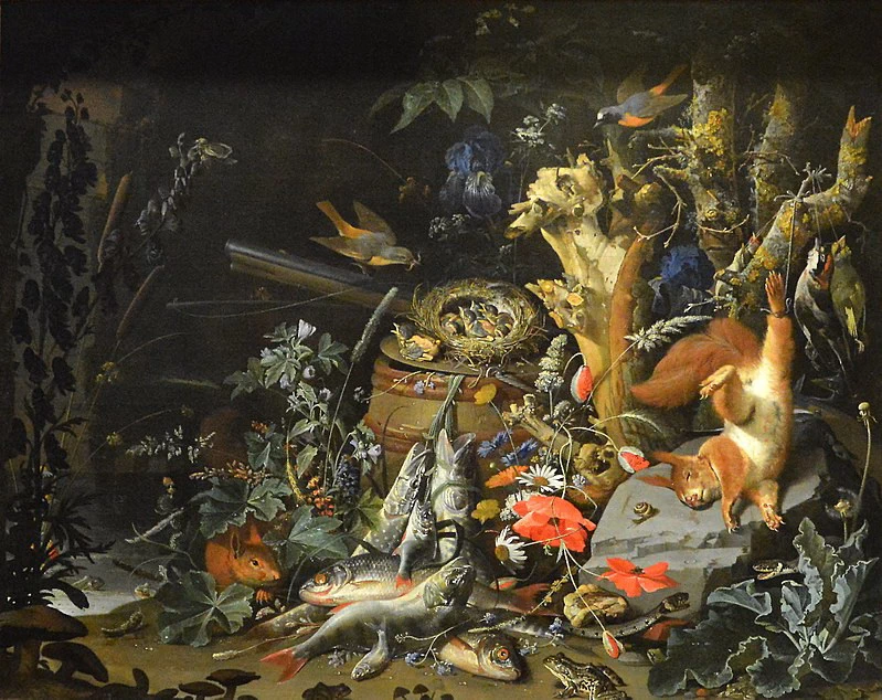 Abraham - Abraham Mignon, Natura morta con Nido di codirossi dalla fronte bianca, Museo del Louvre, Parigi